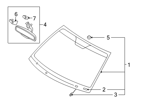Windshield Gl-Windshield Glass Diagram for 861143D000