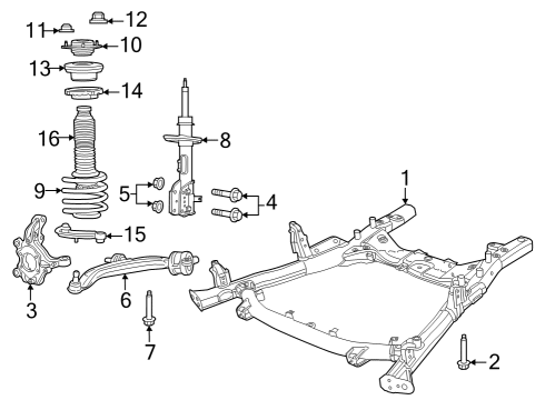 2022 Chrysler Voyager Front Suspension, Lower Control Arm, Stabilizer Bar, Suspension Components Diagram 1