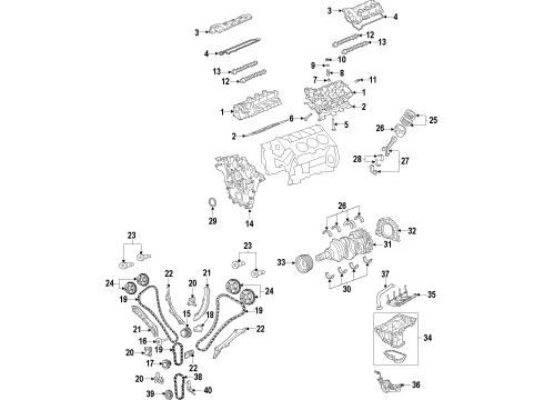 2022 Dodge Challenger Engine Parts, Mounts, Cylinder Head & Valves, Camshaft & Timing, Variable Valve Timing, Oil Pan, Oil Pump, Adapter Housing, Crankshaft & Bearings, Pistons, Rings & Bearings Diagram 1