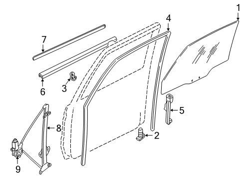 Front Door Window Glass Latch Diagram for MR215269
