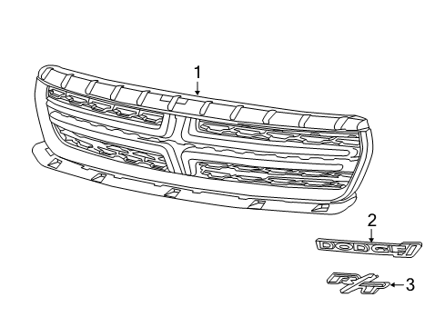 2022 Dodge Charger Grille & Components Diagram 1