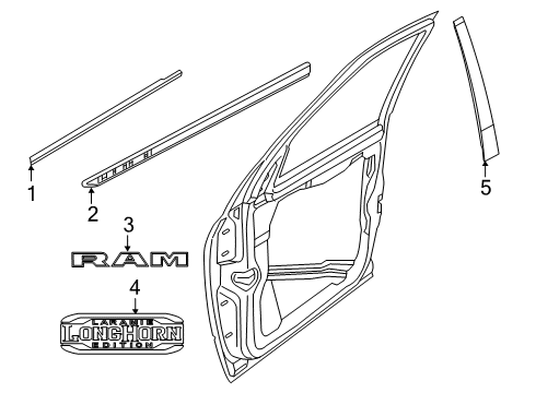 2022 Ram 2500 Exterior Trim - Front Door Diagram