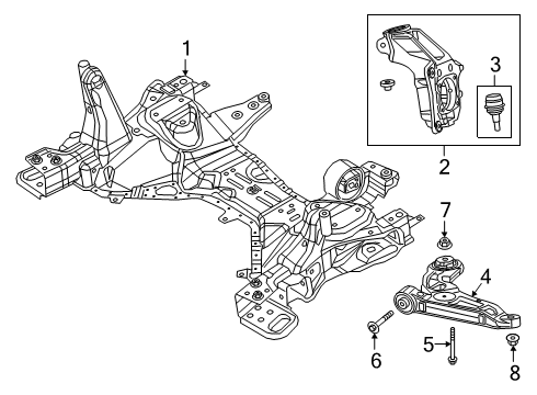 2022 Jeep Cherokee Front Suspension Components, Lower Control Arm, Stabilizer Bar Diagram 2