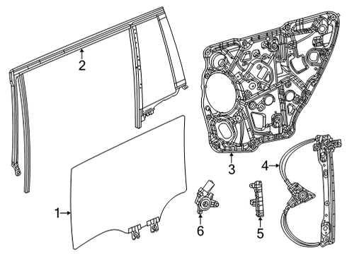 2021 Jeep Grand Cherokee L Front Door Glass & Hardware Diagram 2