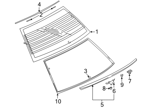 Molding-Rear Window Diagram for MR520295