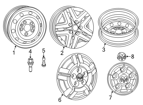 2023 Ram ProMaster 3500 Wheels, Covers & Trim Diagram