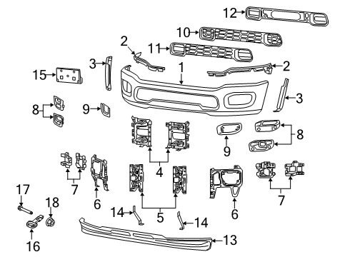 2023 Ram 2500 Bumper & Components - Front Diagram