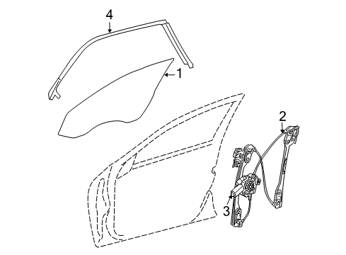 2021 Dodge Challenger Front Door Glass & Hardware Diagram