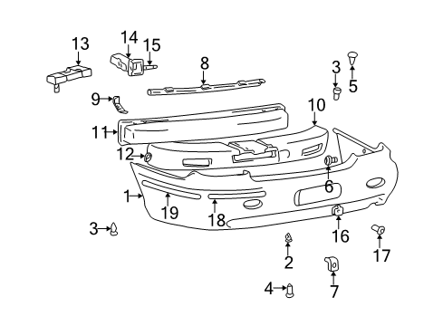 Retainer-Bumper Side Mounting Diagram for 8659431720