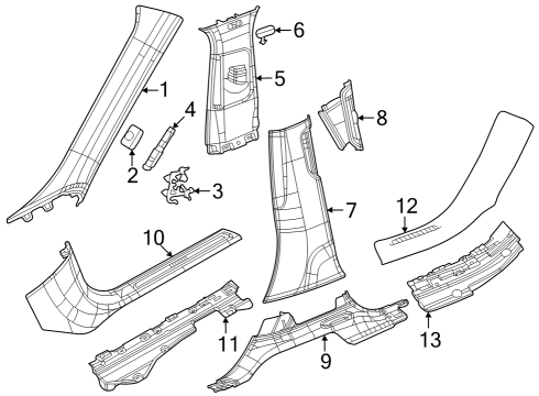 2023 Jeep Grand Cherokee Interior Trim - Pillars Diagram