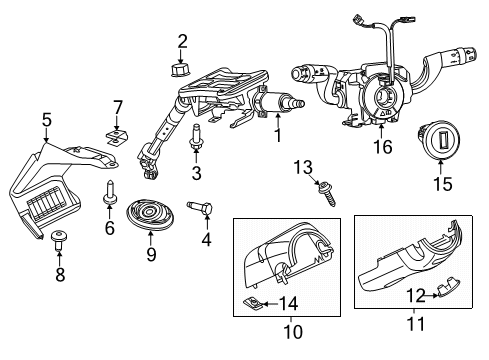 2022 Ram ProMaster 2500 Steering Column & Wheel, Steering Gear & Linkage, Shroud, Switches & Levers Diagram 3