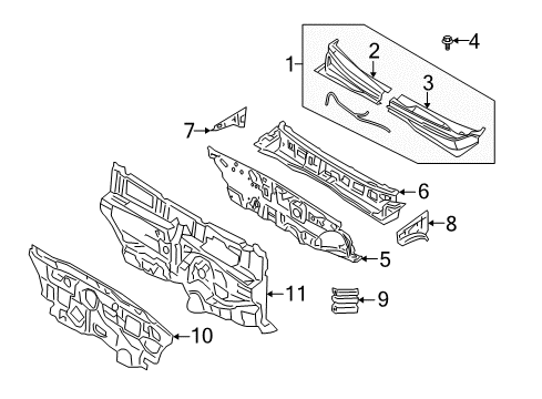 Retainer - Cowl Top Cover Mounting Diagram for 8615522000