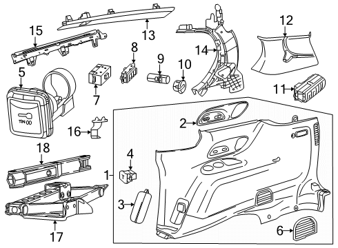 2021 Chrysler Pacifica Interior Trim - Side Panel Diagram 2