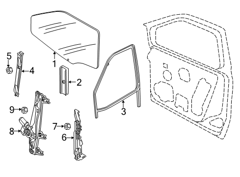 Front Door Window Regulator Diagram for 68366052AA