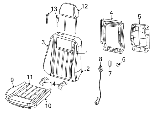Front Seat Back Panel Diagram for 1UV14XDVAB