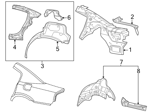 Body Side Aperture Inner Panel Diagram for 68436609AE