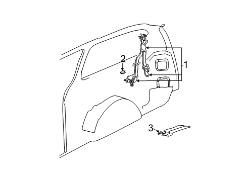 3 Passenger Inner Seat Belt Diagram for RK981T5AB