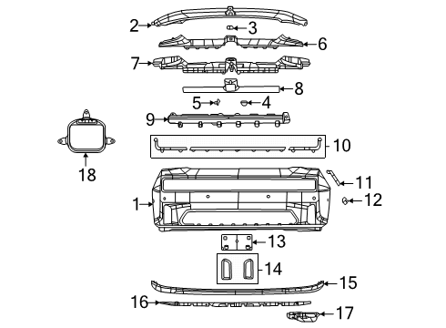 Front Bumper Fascia Diagram for 68689008AC