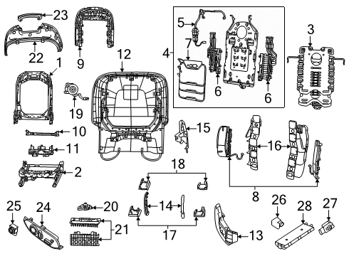 2024 Jeep Grand Cherokee Passenger Seat Components Diagram 3