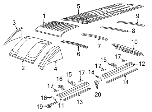 Roof Panel Diagram for 68368538AB