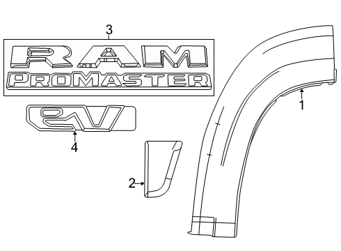 2025 Ram ProMaster EV Exterior Trim Diagram 2