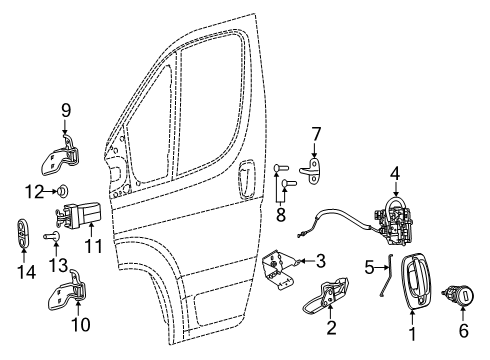 2025 Ram ProMaster EV Lock & Hardware Diagram 2