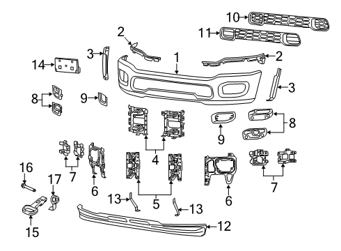 Lower Grille Diagram for 68657949AB