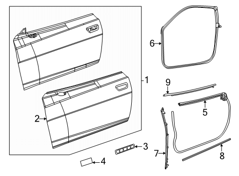 2025 Dodge Charger Daytona Door & Components, Exterior Trim Diagram 3