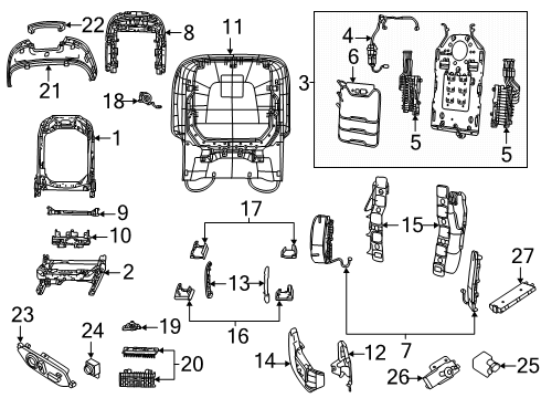 2024 Jeep Grand Cherokee L Passenger Seat Components Diagram 3