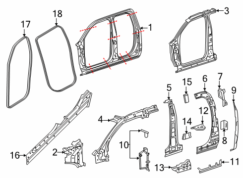Reinforcement B Pillar Diagram for 68575162AA