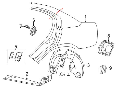 Body Side Aperture Outer Panel Diagram for 68476504AF