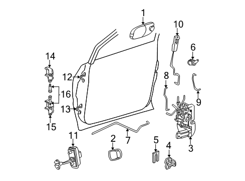 Front Door Exterior Handle Diagram for RP70XBQAC