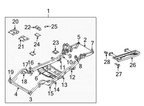 Underbody Crossmember Diagram for 52058125AB