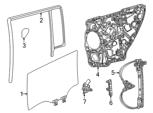Regulator-Rear Door Window Diagram for 68565744AA