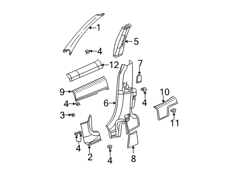 Center Pillar Cover Diagram for RJ40MF1AC