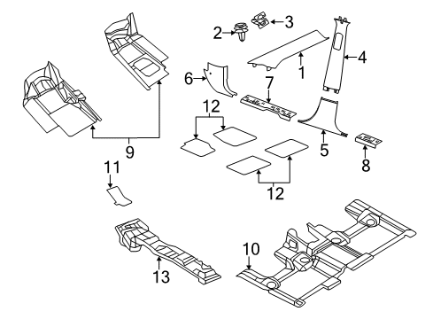 Front Floor Carpet Diagram for 5VK15HL1AE