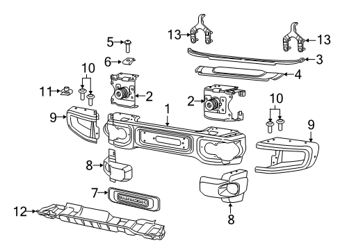 Front Bumper Diagram for 68535640AC