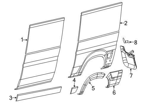 Body Side Aperture Outer Panel Diagram for 68134822AB