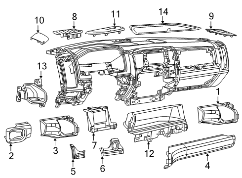 Instrument Panel Mat Diagram for 68533862AA