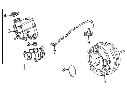 Brake Booster Vacuum Hose Diagram for 68455170AB