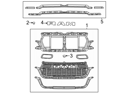 Complete Grille Diagram for 68668814AA