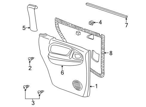 Rear Door Panel Diagram for 5GW781L5AD