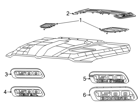 Hood Bezel Diagram for 68501247AA