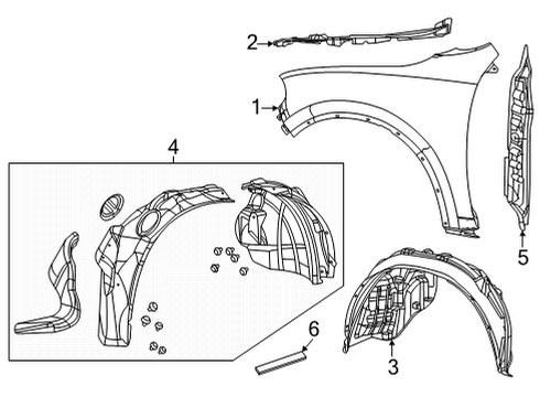 Fender-WHEELHOUSE Inner Diagram for 68463593AB