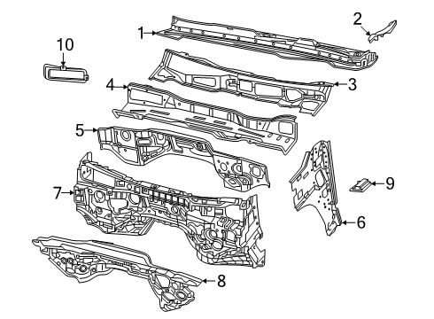 Dash Panel Pad Diagram for 68544087AB