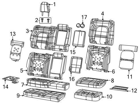 2025 Ram 1500 Rear Seat Components Diagram 3