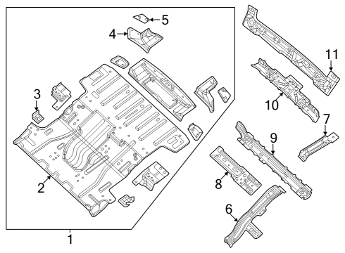 Rear Floor Crossmember Diagram for 68425001AB