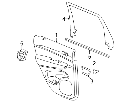 Rear Door Trim Panel Diagram for 6XF321SAAB