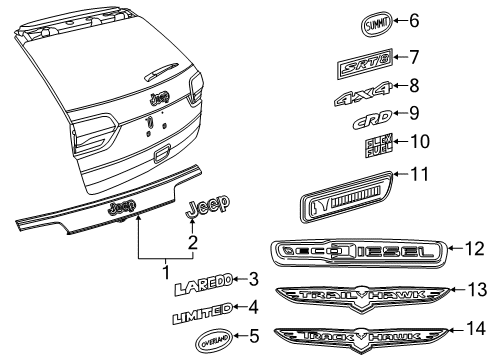 License Lamp Applique Diagram for 6KL53TZZAA