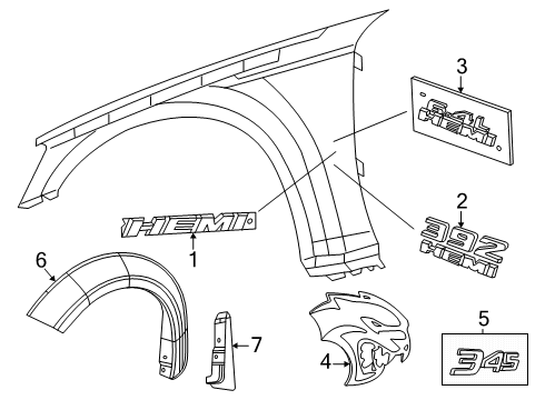 Front Fender Nameplate Diagram for 68633434AA